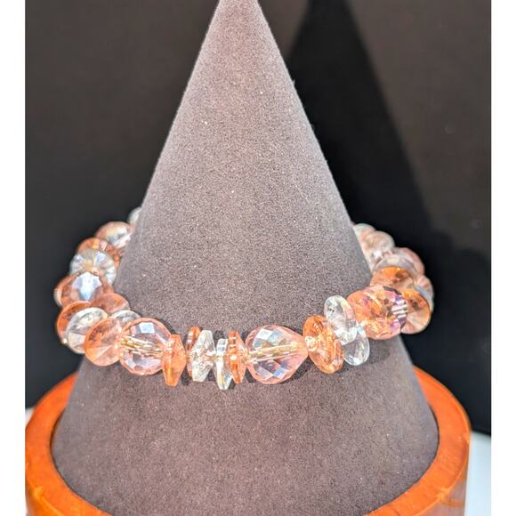 Pink & Clear Crystal Gold Tone Pull Chain Dangle Bracelet - Picture 5 of 5